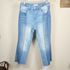 Flying Monkey Womens Two Tone Patchwork Straight Leg Jeans Blue Size 30 F4859‎